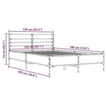 Bed Frame without Mattress Sonoma Oak 135x190 cm Double