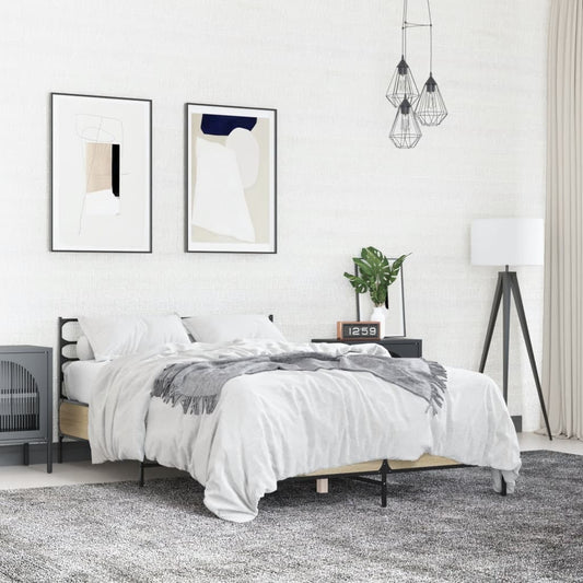 Bed Frame without Mattress Sonoma Oak 135x190 cm Double