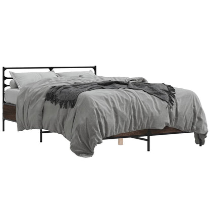 Bed Frame without Mattress Brown Oak 135x190 cm Double