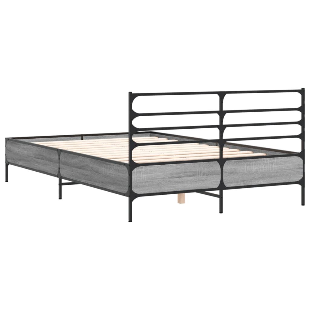 Bed Frame without Mattress Grey Sonoma 140x190 cm