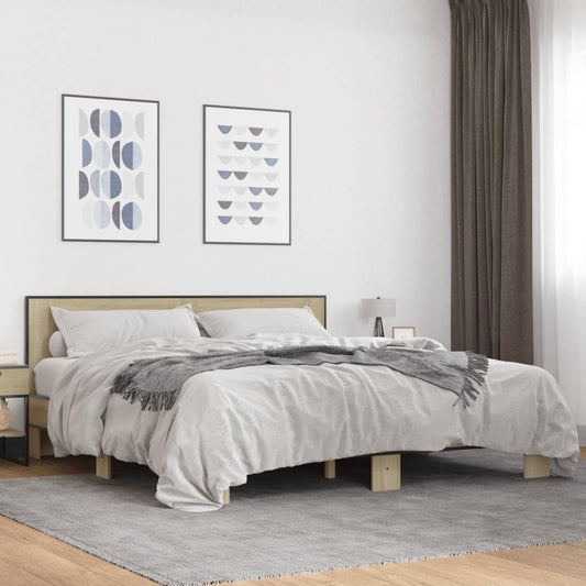 Bed Frame without Mattress Sonoma Oak 200x200 cm
