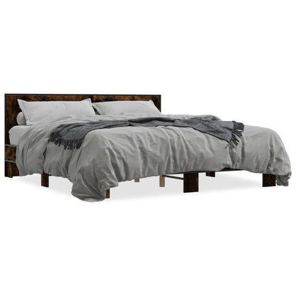 Bed Frame without Mattress Smoked Oak 200x200 cm