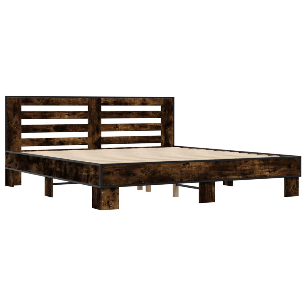 Bed Frame without Mattress Smoked Oak 200x200 cm