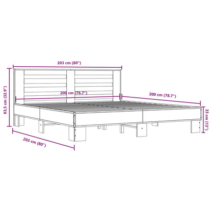 Bed Frame without Mattress Smoked Oak 200x200 cm