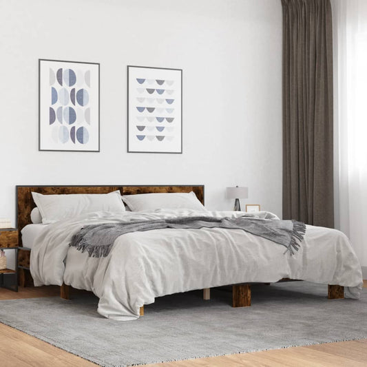 Bed Frame without Mattress Smoked Oak 200x200 cm
