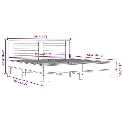 Bed Frame without Mattress Brown Oak 200x200 cm