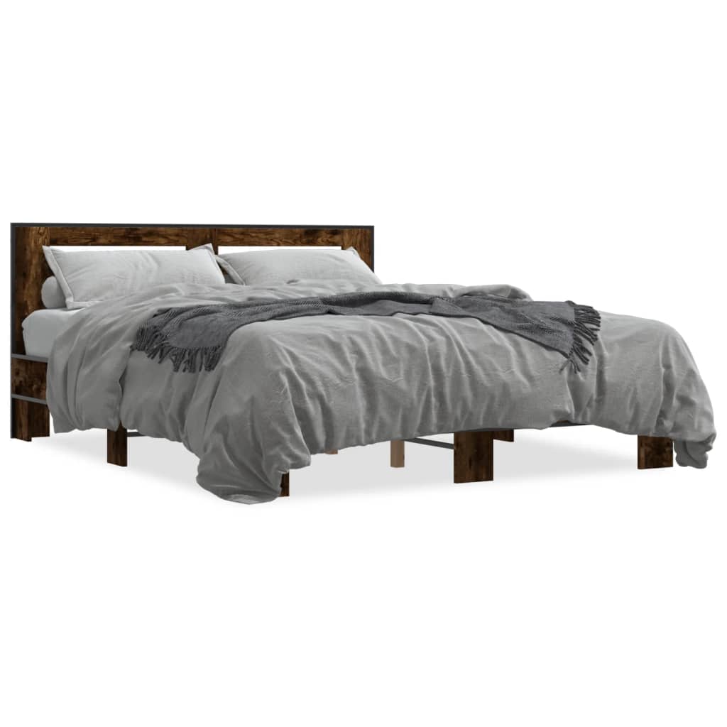 Bed Frame without Mattress Smoked Oak 150x200 cm King Size