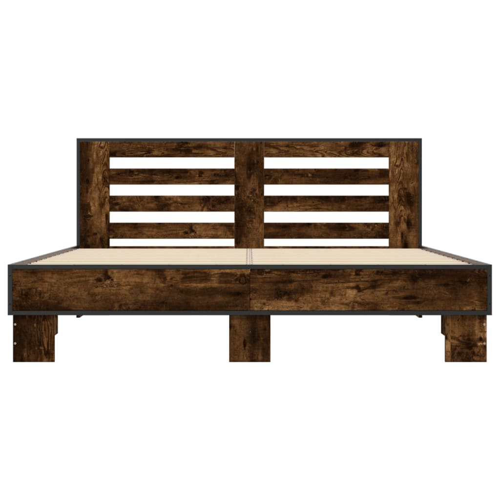 Bed Frame without Mattress Smoked Oak 150x200 cm King Size