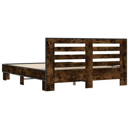 Bed Frame without Mattress Smoked Oak 150x200 cm King Size