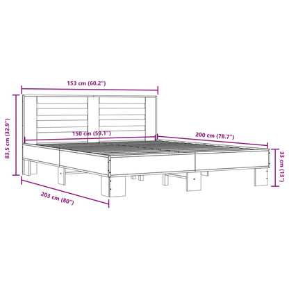 Bed Frame without Mattress Smoked Oak 150x200 cm King Size