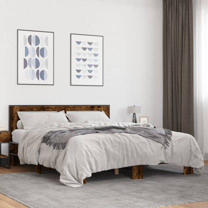 Bed Frame without Mattress Smoked Oak 150x200 cm King Size