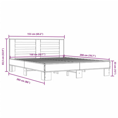 Bed Frame without Mattress Brown Oak 150x200 cm King Size