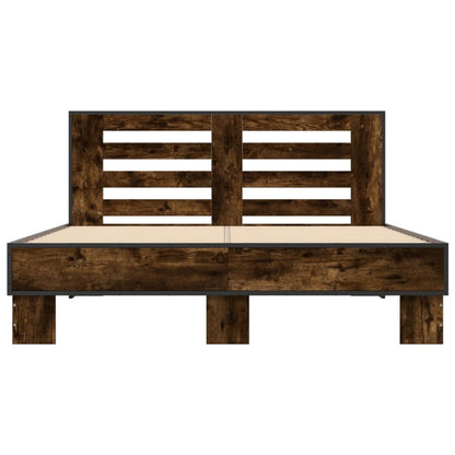 Bed Frame without Mattress Smoked Oak 140x200 cm