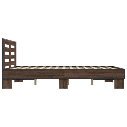 Bed Frame without Mattress Brown Oak 140x200 cm