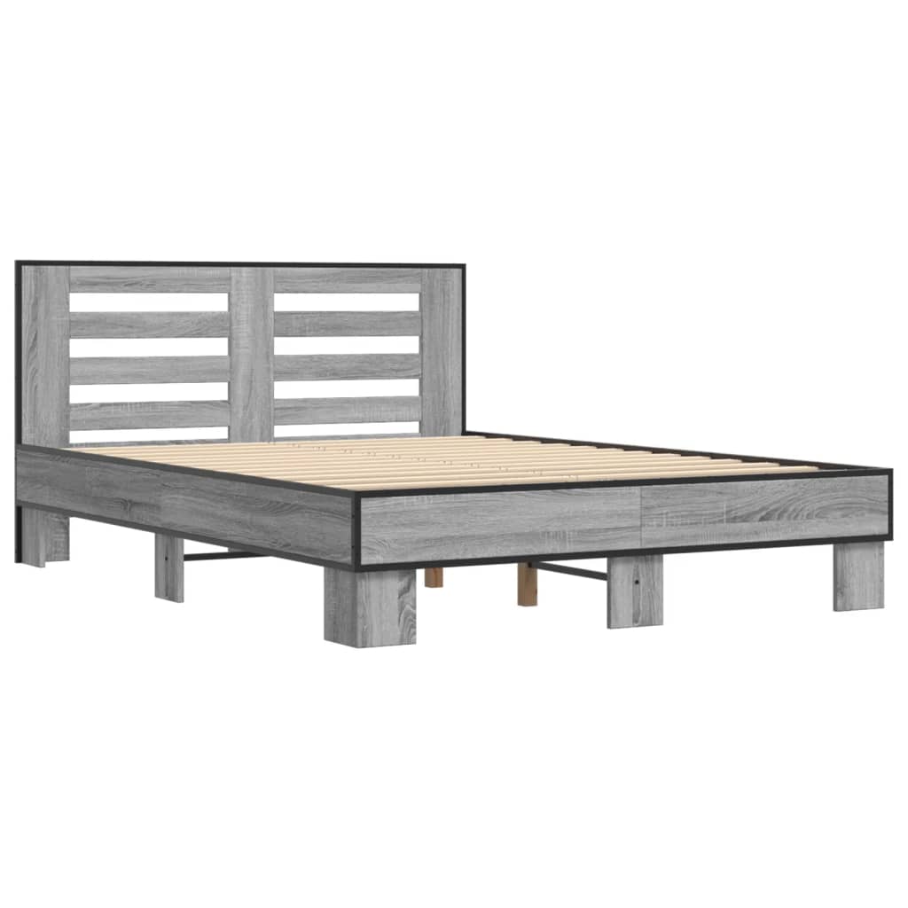 Bed Frame without Mattress Grey Sonoma 120x200 cm