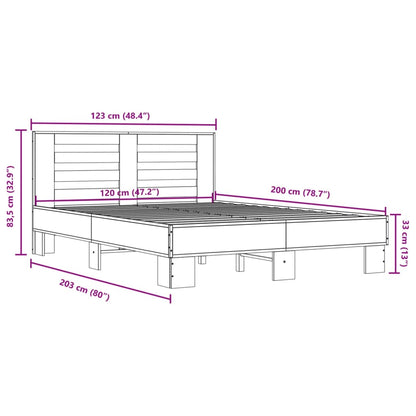 Bed Frame without Mattress Grey Sonoma 120x200 cm