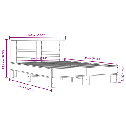 Bed Frame without Mattress Sonoma Oak 140x190 cm