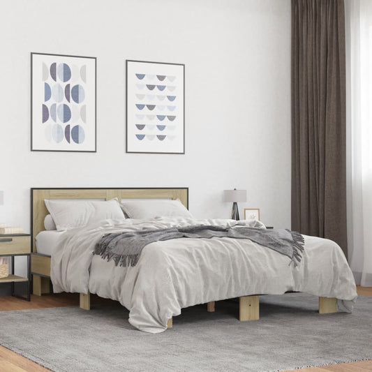 Bed Frame without Mattress Sonoma Oak 140x190 cm
