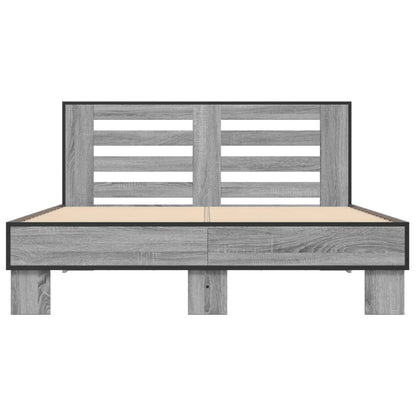 Bed Frame without Mattress Grey Sonoma 140x190 cm