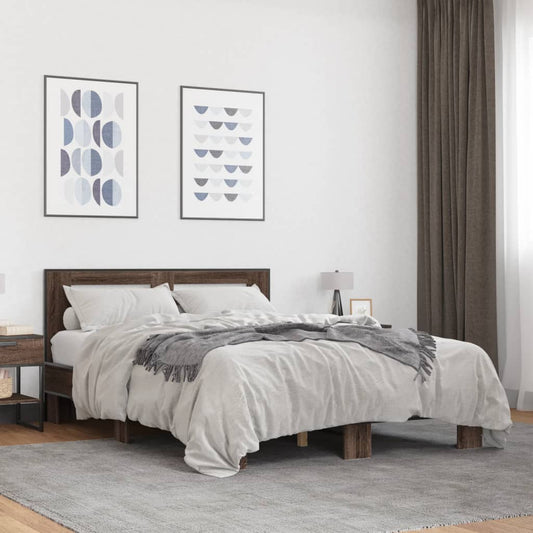 Bed Frame without Mattress Brown Oak 120x190 cm Small Double