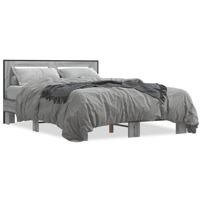 Bed Frame without Mattress Grey Sonoma 135x190 cm Double