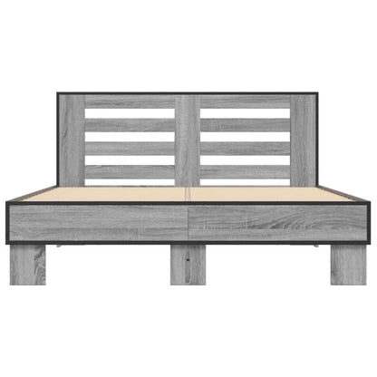 Bed Frame without Mattress Grey Sonoma 135x190 cm Double