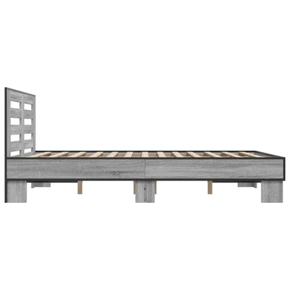 Bed Frame without Mattress Grey Sonoma 135x190 cm Double