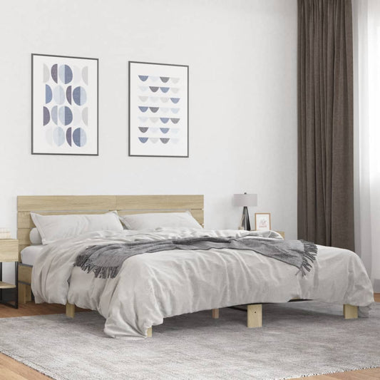 Bed Frame without Mattress Sonoma Oak 200x200 cm