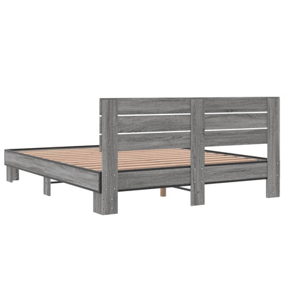 Bed Frame without Mattress Grey Sonoma 160x200 cm