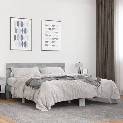 Bed Frame without Mattress Grey Sonoma 160x200 cm