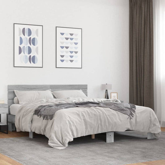 Bed Frame without Mattress Grey Sonoma 160x200 cm