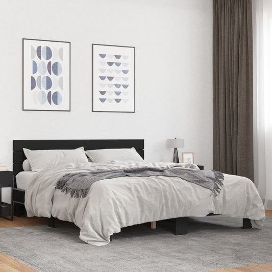 Bed Frame without Mattress Black 150x200 cm King Size