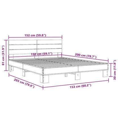Bed Frame without Mattress Smoked Oak 150x200 cm King Size