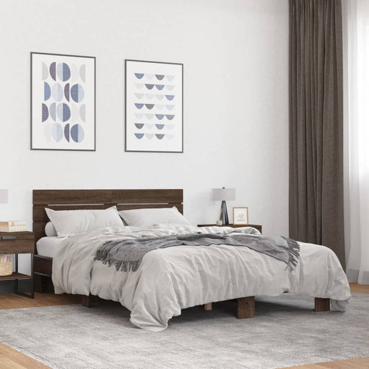 Bed Frame without Mattress Brown Oak 120x200 cm