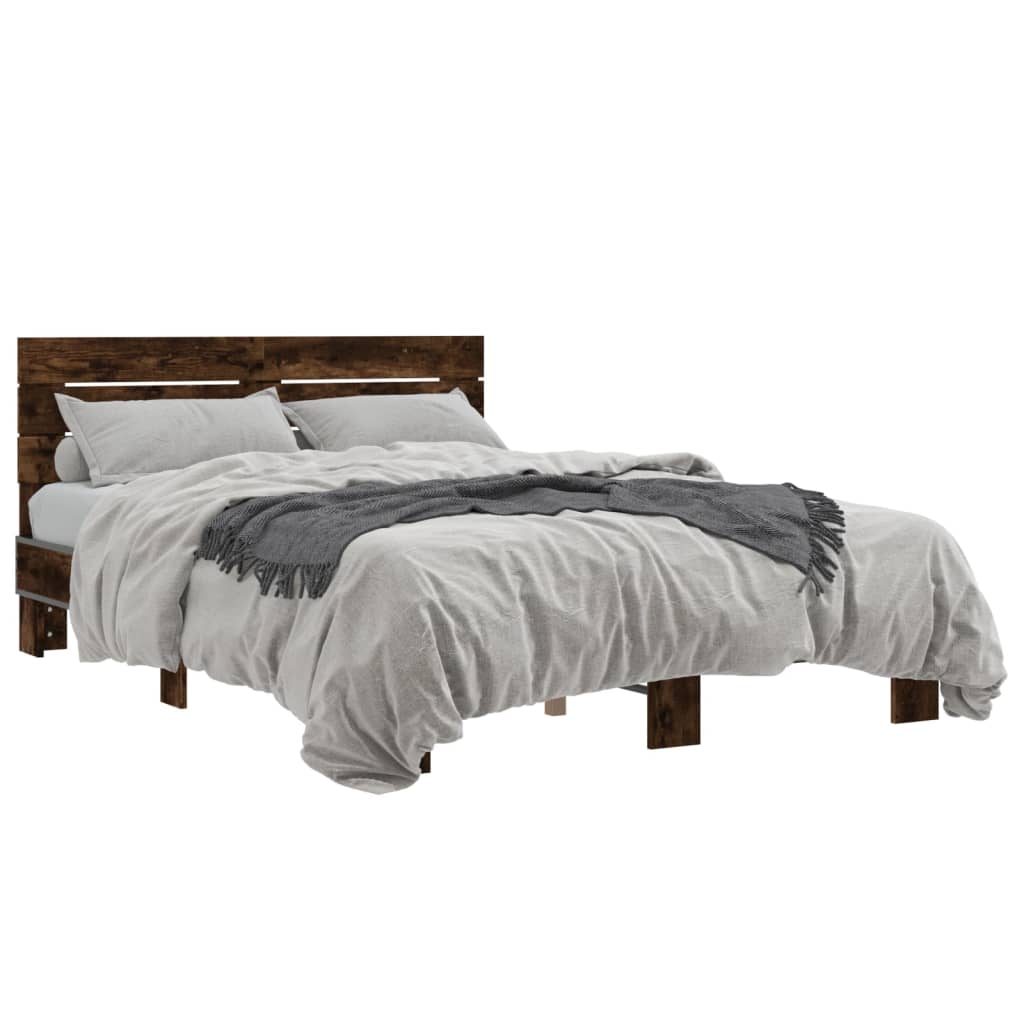 Bed Frame without Mattress Smoked Oak 120x190 cm Small Double