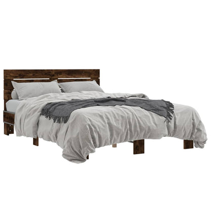 Bed Frame without Mattress Smoked Oak 120x190 cm Small Double