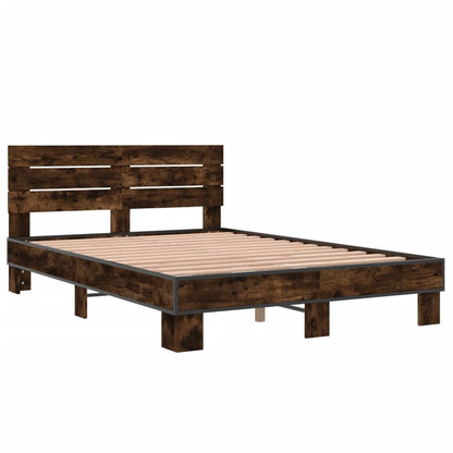 Bed Frame without Mattress Smoked Oak 120x190 cm Small Double
