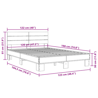 Bed Frame without Mattress Smoked Oak 120x190 cm Small Double