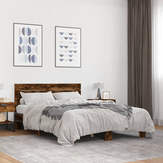 Bed Frame without Mattress Smoked Oak 120x190 cm Small Double
