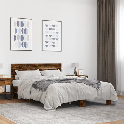 Bed Frame without Mattress Smoked Oak 135x190 cm Double