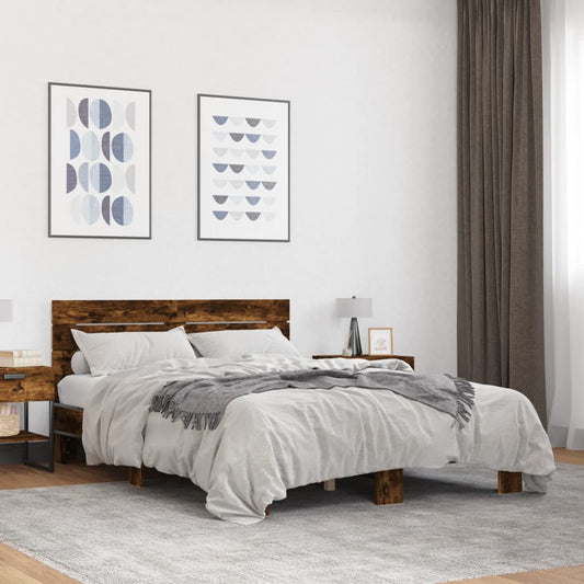 Bed Frame without Mattress Smoked Oak 135x190 cm Double