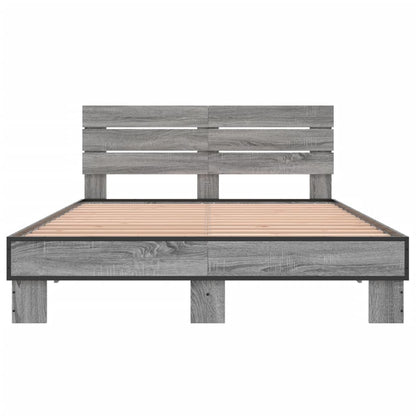 Bed Frame without Mattress Grey Sonoma 135x190 cm Double
