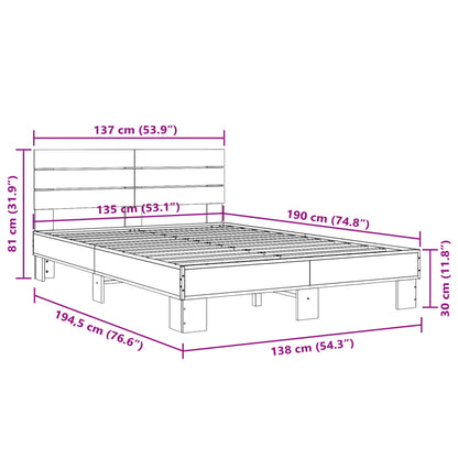 Bed Frame without Mattress Grey Sonoma 135x190 cm Double