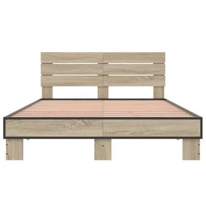 Bed Frame without Mattress Sonoma Oak 140x190 cm