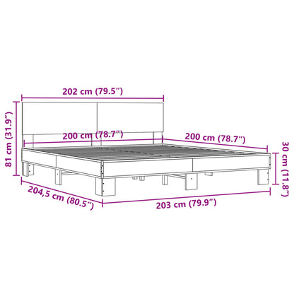 Bed Frame without Mattress Grey Sonoma 200x200 cm