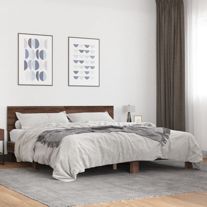 Bed Frame without Mattress Brown Oak 200x200 cm