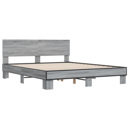 Bed Frame without Mattress Grey Sonoma 160x200 cm