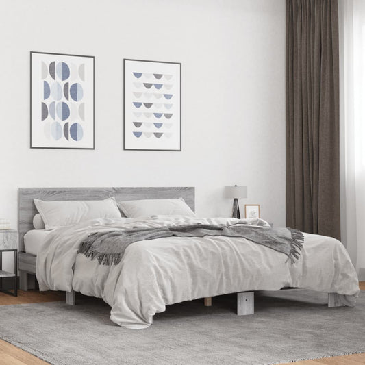 Bed Frame without Mattress Grey Sonoma 160x200 cm