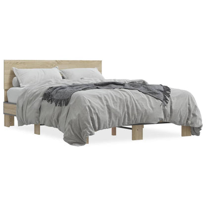 Bed Frame without Mattress Sonoma Oak 140x200 cm