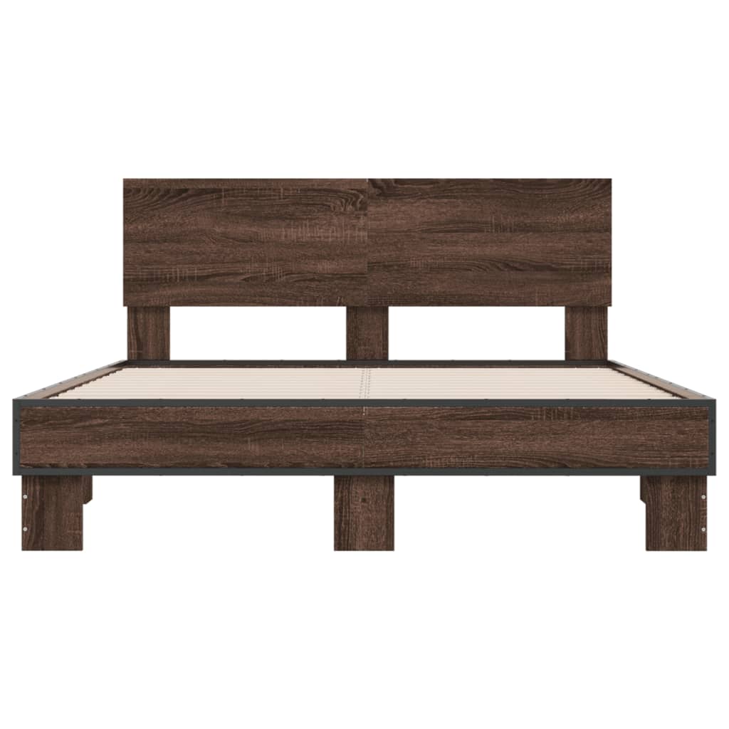 Bed Frame without Mattress Brown Oak 140x200 cm